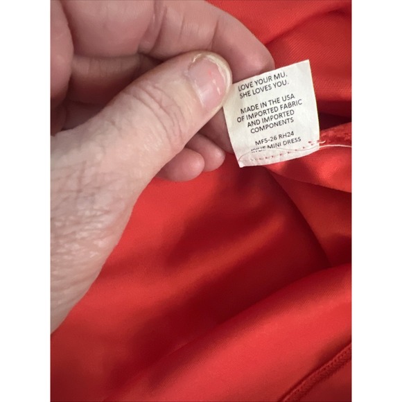 Show Me Your Mumu Red Kylie Mini Dress‎ Sz Med Flounce Sleeve V-neck Dressy - Picture 8 of 8